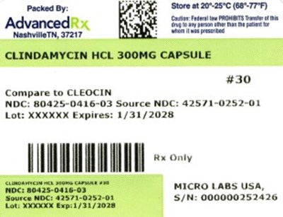 Clindamycin HCl 300mg #30 (Clindamycin HCl 300mg 80425 0416 03)